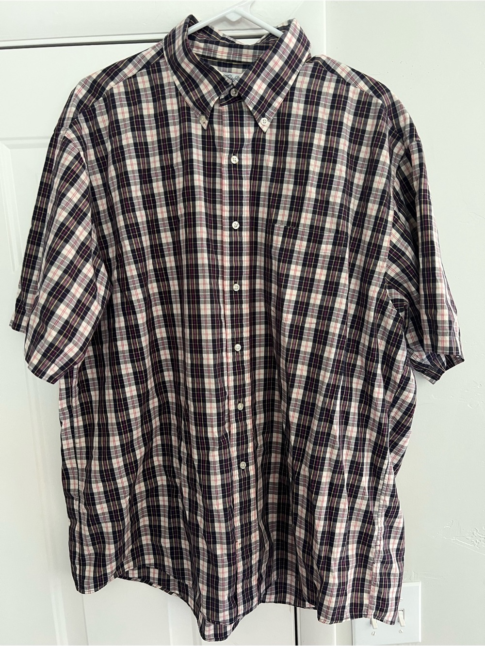 Brooks Brothers Bue, White & red Plaid Short Sleeve Button-Down Shirt